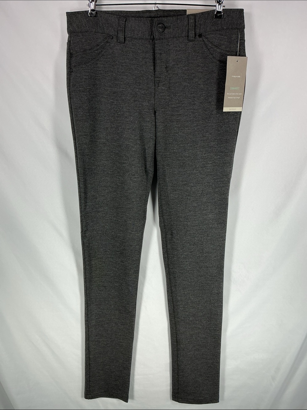 Maurices Womens M Gray Skinny Dress Pants Medium Long 32 Inseam Stretch Work NWT